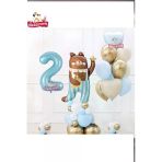 Laviyosa Sevimli Teddy Bear Ayı Folyolu 2 Yaş Mavi Folyolu Doğum Günü Parti Seti Süsü