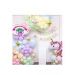 Laviyosa Unicorn Temalı Gökkuşağı Konsepti Makaron Balon Doğum Günü Parti Kutlama Seti Doğum Günü Süsü