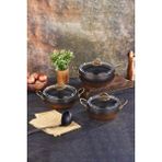 Lavonni Caldora 6 Parça Granit Güveç Tencere Seti Siyah Gold Saplı - 18/20/22 Derin - 18/20/22 cm