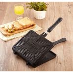 Lavonni Döküm Granit Ocaküstü Tost Makinası & Grıll Tava 26X20CM - Antrasit