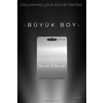 Lavuttra 34x24 Cm Büyük Boy Paslanmaz Çelik Kesme Tahtası - Antibakteriyel - Leke Ve Su Tutmaz