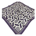 L'awilia Mor Gümüş Geometrik Desen Tivil İpek Eşarp 29027-42
