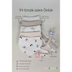Lawon 5'li %100 Pamuk 8 Katlı Müslin Emzik Askılı Kız Erkek Bebek Salya Ve Mama Önlüğü & Fular