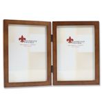 Lawrence Frames 766057D Küçük Hindistan Cevizi Ahşap Menteşeli Çift Resim Çerçevesi, 13,8 x 17,7 cm
