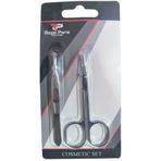 lawrenceshop 2 li Set 1 Adet Ucu Kıvrık Makas (Kaş Nakış Burun Kıl Tüy) Makası + 1 Adet Cımbız Kaş Tüy Cımbızı