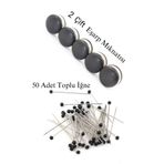 lawrenceshop 2 li Set 2 Çift (4 Adet) Eşarp Şal Türban Baş Örtüsü Mıknatısı + 50 Adet Toplu İğne