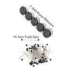 lawrenceshop 2 li Set 5 Çift (10 Adet) Eşarp Şal Türban Baş Örtüsü Mıknatısı + 50 Adet Toplu İğne