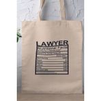 Lawyer Nutrition Facts Avukat Hukukçu Hediyelik Baskılı %100 Pamuklu Ham Bez Bej Çanta