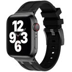 Laxarmer Sağlam Paslanmaz Metal Bağlantı Bandı iWatch Apple Watch Ultra2/Ultra 49mm, Seri 9/8/Se2/7/6/Se/5/4/3/2/1 45mm/44mm/42mm, Yumuşak Sıvı Silikon Correa Para Erkekler İçin Tasarlanmıştır-Siyah