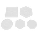 LAXED 5 adet DIY Coaster silikon kalıp dahil kare altıgen daire sekizgen kalıp reçine, beton, çimento, ev dekorasyon