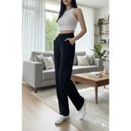 LAYAL MY BEAUTY Düğme Kapamalı Pileli Rahat Yazlık Palazzo Bol Paça Kumaş Pantolon Yeni Sezon
