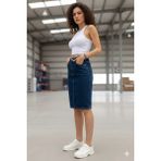 Layal My Beauty Kadın Jeans Arka Yırtmaçlı Cepli Günlük Denim Kot Etek Yeni Sezon - Laci - 40