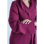 Layan Home %100 Pamuk 4 Kat Müslin Unisex Kapüşonlu Bornoz - Bordo