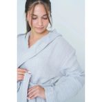 Layan Home %100 Pamuk 4 Kat Müslin Unisex Kapüşonlu Bornoz - Gri