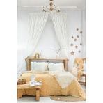 Layan Home %100 Pamuk Müslin Çift Kişilik Yatak Örtüsü – Etnik Desen - Hardal - 240 x 230 cm