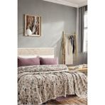 Layan Home 4 Katlı %100 Pamuk Müslin Çift Kişilik Yatak Örtüsü – Leopar Desen - Bej - Kahverengi - 240 x 260 cm