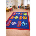 Laylay Toys Geometrik Şekiller Halı (İngilizce) 140x190 Cm Anaokulu Kreş Çocuk Oyun Halısı Dijital Baskılı