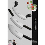 Lazbisa İncisive Serisi Mutfak Bıçak Seti Zırh Bıçağı Kıyma Pizza Satırı Kıyma Doğrayıcı 3 Lü Set (Mft-786)