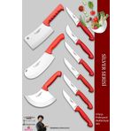 Lazbisa MFP-245 Silver Pro Serisi Mutfak 9 Parça Et Ekmek Sebze Soğan Börek Satır Bıçak Set