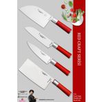 Lazbisa MFT-325 Red Craft Serisi Mutfak Et Ekmek Şef Sebze Börek 4'lü Bıçak Set