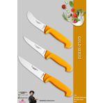Lazbisa MTF-001 Gold Serisi Mutfak Et Ekmek Sebze 3'lü Bıçak Set