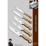 Lazbisa Mtf-032 Hand Craft Mutfak Bıçak Seti Et Ekmek Sebze Bıçağı 5 Li Set Günlük Kullanım Kahverengi