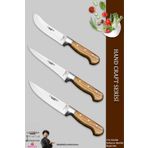 Lazbisa MTF-033 Hand Craft Mutfak Et Ekmek Sebze 3'lü Bıçak Set