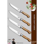 Lazbisa MTF-050 Hand Craft Mutfak Et Ekmek Sebze Meyve Doğrama 4'lü Bıçak Set