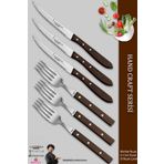 Lazbisa MTF-060 Hand Craft Serisi Steak Et Çatalı 6'lı Bıçak Set