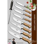 Lazbisa MTF-257 Hand Craft Mutfak Et Ekmek Sebze Masat 9'lu Bıçak Set