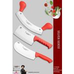 Lazbisa Silver Serisi Mutfak Bıçak Börek Bıçağı Pizza Pide Bıçağı Kıyma Bıçağı Satır 3 Lü Set ( Mft-758)