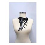 Lazer Kesim Kanat Detaylı Choker, Deri Kolye
