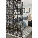 Lazer Kesim Sarkıt Paravan, Ahşap Separatör, Oda Bölücü 4'lü Panel Levha - 40 x 40 Cm - Siyah