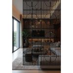 Lazer Kesim Sarkıt Paravan, Ahşap Separatör, Oda Bölücü 4'lü Panel Levha Halka Model - 34 x 34 Cm - Antrasit - Gri