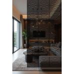 Lazer Kesim Sarkıt Paravan, Ahşap Separatör, Oda Bölücü 4'lü Panel Levha Illizyon Model - 40 x 40 Cm - Ahşap - Siyah