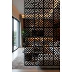 Lazer Kesim Sarkıt Paravan, Ahşap Separatör, Oda Bölücü 4'lü Panel Levha Kilit Model - 34 x 34 Cm - Ahşap - Siyah