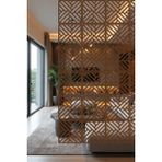Lazer Kesim Sarkıt Paravan, Ahşap Separatör, Oda Bölücü 4'lü Panel Levha Kilit Model - 40 x 40 Cm - Ahşap - Ceviz