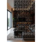 Lazer Kesim Sarkıt Paravan, Ahşap Separatör, Oda Bölücü 4'lü Panel Levha Labirent Model - 34 x 34 Cm - Ahşap - Siyah