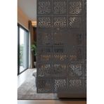Lazer Kesim Sarkıt Paravan, Ahşap Separatör, Oda Bölücü 4'lü Panel Levha Modern Model - 40 x 40 Cm - Antrasit - Gri