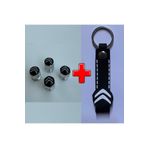 Lazer Store Citroen Ds5 ile Uyumlu Logolu Alüminyum Sibop Kapağı ve Silikon Anahtarlık