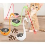 Lazerli Kuğu Şekilli Kedi Oyuncağı, Mama Dağıtıcılı. Eğlence Dolu Anlar Için Mükemmel! - Yeşil