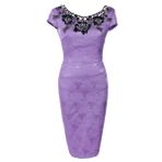LAZHKG Kadın elbisesi, seksi kadın, yuvarlak yaka, kurşun kalem etek, gece elbisesi, kadınlar için, ev, ziyafet, iş, boş zaman, açık mor, 3XL
