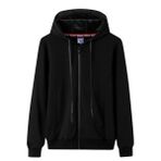 LAZHKG Tek renkli kazak, fermuarlı örgü ceket, çizgili kapüşonlu, uzun kollu Urban Hip-Hop sweatshirt, polar pamuk ceket, S-4XL, Siyah, 3XL