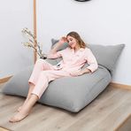 Lazy Armut Koltuk Puf Sandalye Katlanabilir ve Çıkarılabilir Yıkanabilir Kumaş Çok Kullanımlı Çekyat Tarzı Şık Gri 130 x 160 cm (Yataklı Kanepe)
