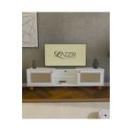 lazzir handle MDF Bohem Televizyon Ünitesi Beyaz-Hazeran rattan 2 kapaklı Yaşam Ünitesi 180 Cm (Top Ayaklı)