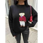 LB Laluna Butik Kadın Ayıcıklı Kazak - Standart - 000-Siyah