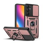 LBH Samsung Galaxy A35 5G için zırhlı kılıf, kamera korumalı, dış mekan, darbeye dayanıklı, cep telefonu kılıfı, 360 derece metal halka tutucu, stant fonksiyonlu, koruyucu kılıf, araç mıknatıslı pembe
