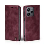 LBH Xiaomi Redmi 12 için cep telefonu kılıfı, şarap kırmızısı, kart ve para bölmeli akıllı telefon kılıfı, dik durma fonksiyonlu, kapaklı kılıf, koruyucu kılıf, mıknatıslı kilit, vintage