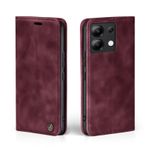 LBH Xiaomi Redmi Note 13 için cep telefonu kılıfı, şarap kırmızısı, kart ve para bölmeli akıllı telefon kılıfı, dik durma fonksiyonlu, kapaklı kılıf, koruyucu kılıf, mıknatıslı kilit, vintage