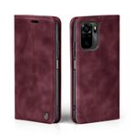 LBH Xiaomi Redmi Note 8 Pro için cep telefonu kılıfı, şarap kırmızısı, kart ve para bölmeli akıllı telefon kılıfı, dik durma fonksiyonlu, kapaklı kılıf, koruyucu kılıf, mıknatıslı kilit, vintage